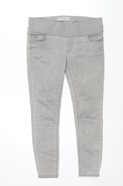 Topshop Womens Grey Cotton Skinny Jeans Size 10 L30 in Regular