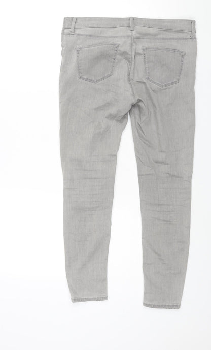 Topshop Womens Grey Cotton Skinny Jeans Size 10 L30 in Regular