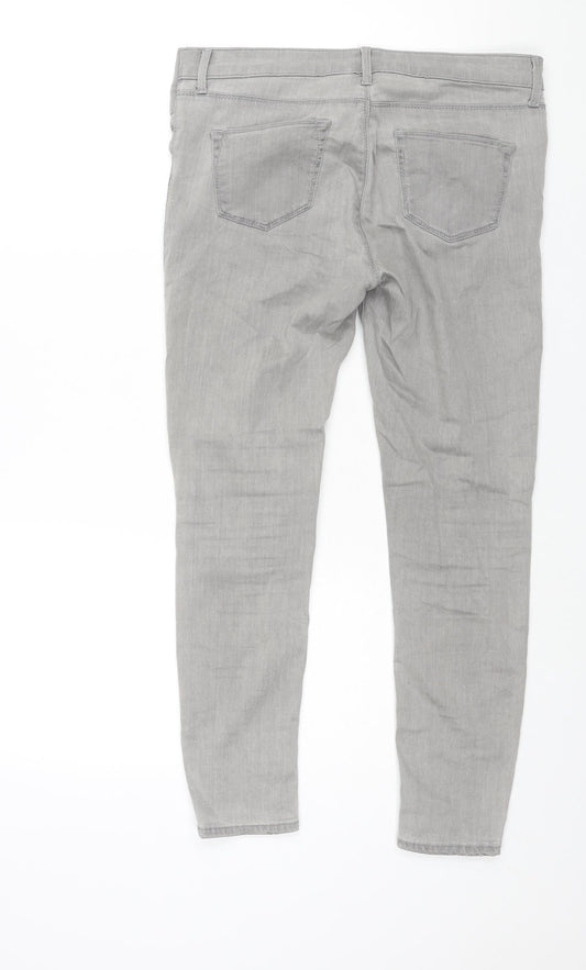 Topshop Womens Grey Cotton Skinny Jeans Size 10 L30 in Regular
