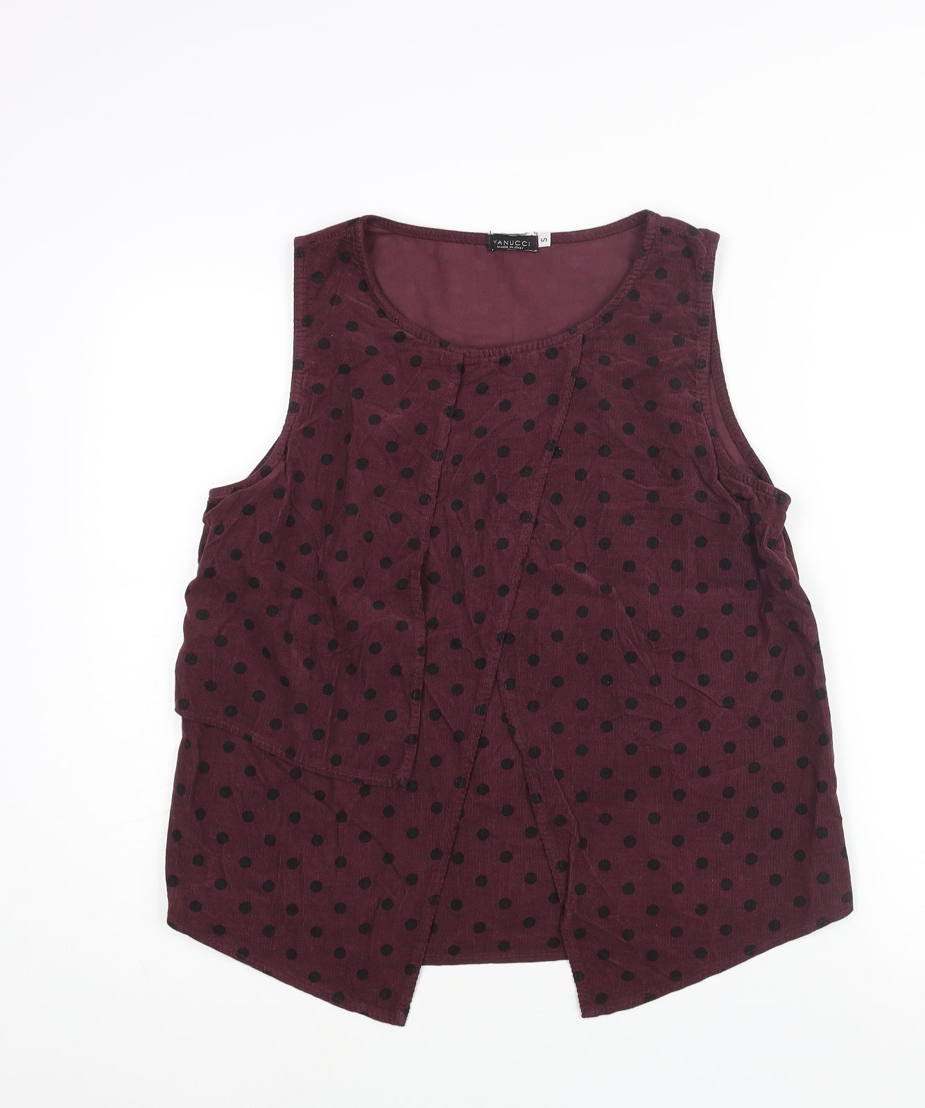 Vanucci Womens Purple Polka Dot Cotton Camisole Blouse Size S Round Neck