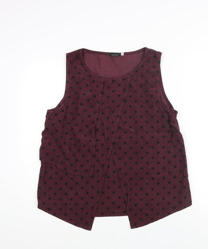 Vanucci Womens Purple Polka Dot Cotton Camisole Blouse Size S Round Neck