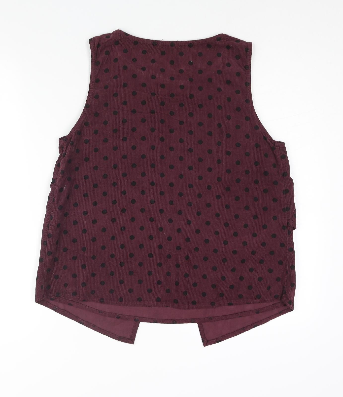 Vanucci Womens Purple Polka Dot Cotton Camisole Blouse Size S Round Neck