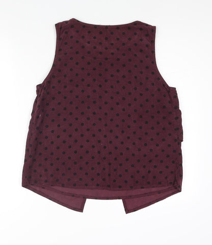 Vanucci Womens Purple Polka Dot Cotton Camisole Blouse Size S Round Neck