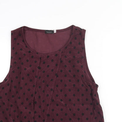 Vanucci Womens Purple Polka Dot Cotton Camisole Blouse Size S Round Neck