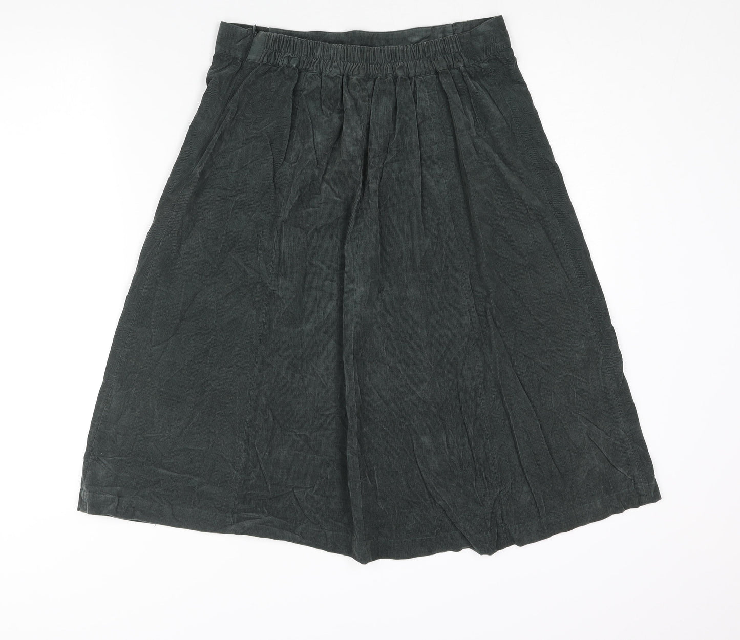 Patra Womens Green Cotton A-Line Skirt Size L Zip - Plait Waistband Detail