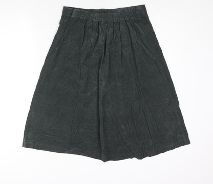 Patra Womens Green Cotton A-Line Skirt Size L Zip - Plait Waistband Detail