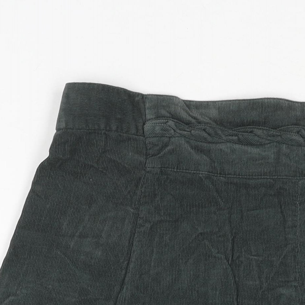 Patra Womens Green Cotton A-Line Skirt Size L Zip - Plait Waistband Detail