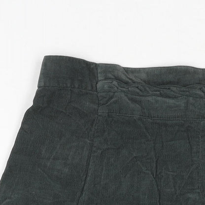 Patra Womens Green Cotton A-Line Skirt Size L Zip - Plait Waistband Detail
