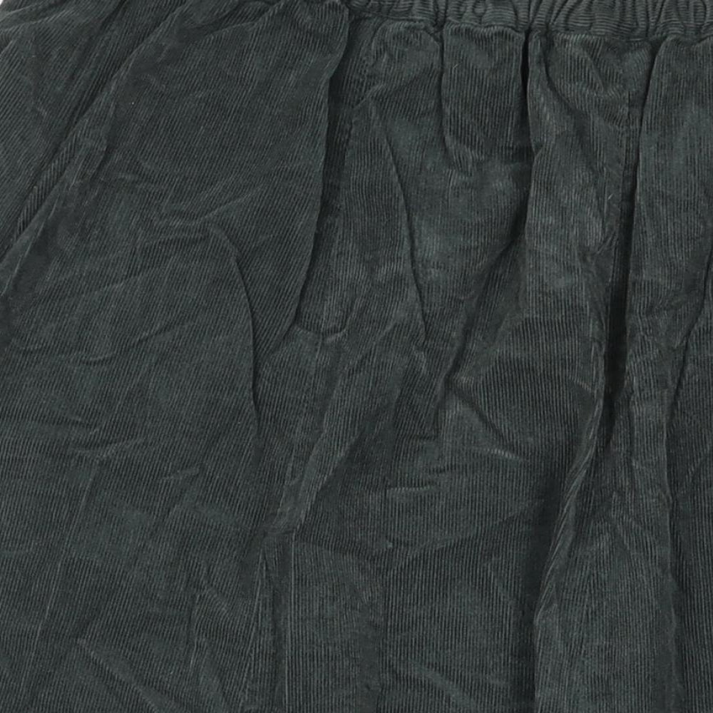 Patra Womens Green Cotton A-Line Skirt Size L Zip - Plait Waistband Detail