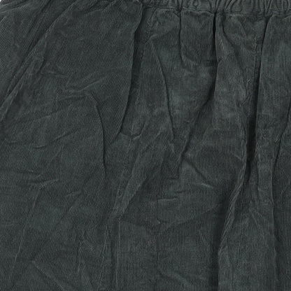 Patra Womens Green Cotton A-Line Skirt Size L Zip - Plait Waistband Detail