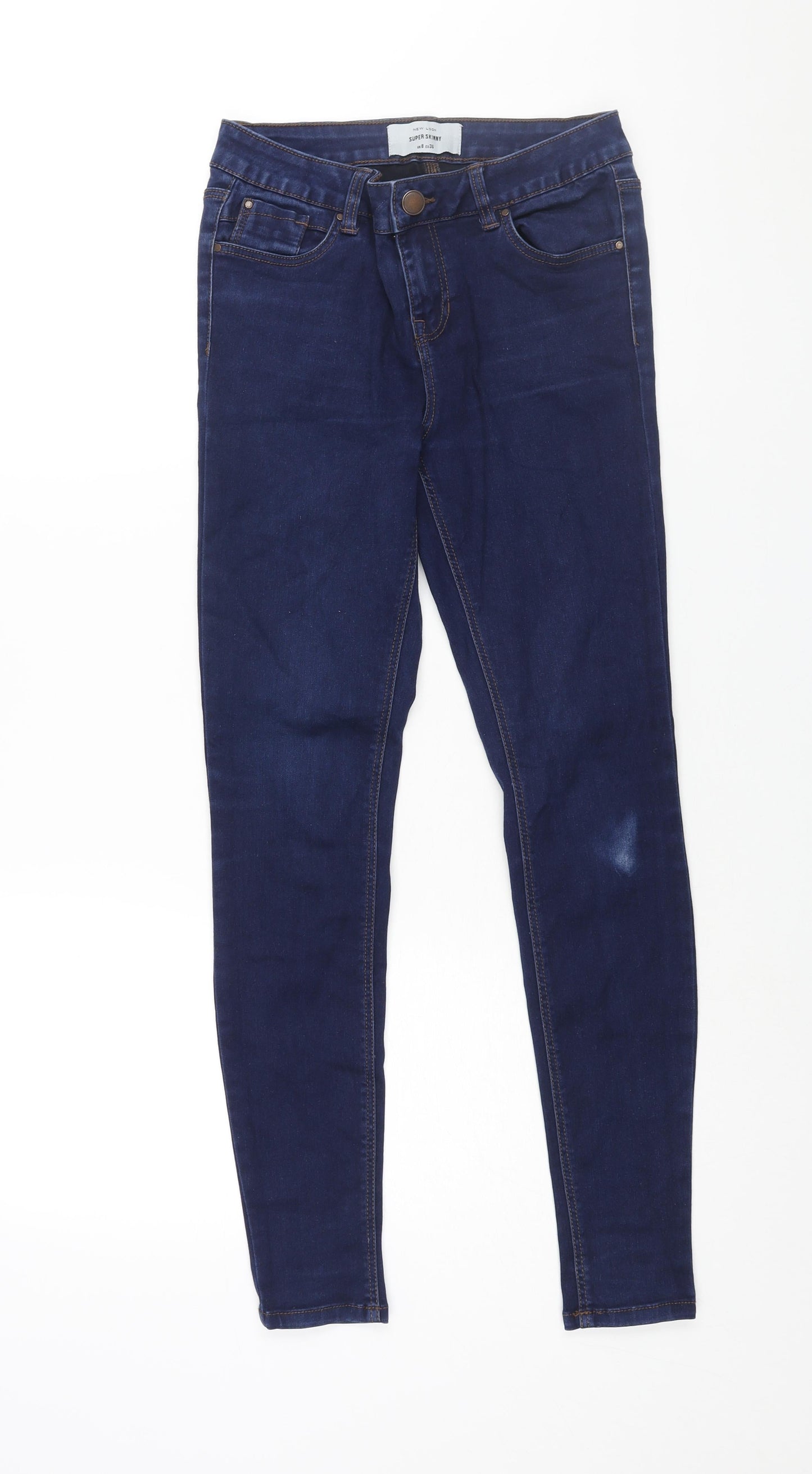 New Look Womens Blue Cotton Skinny Jeans Size 6 L27 in Regular Zip