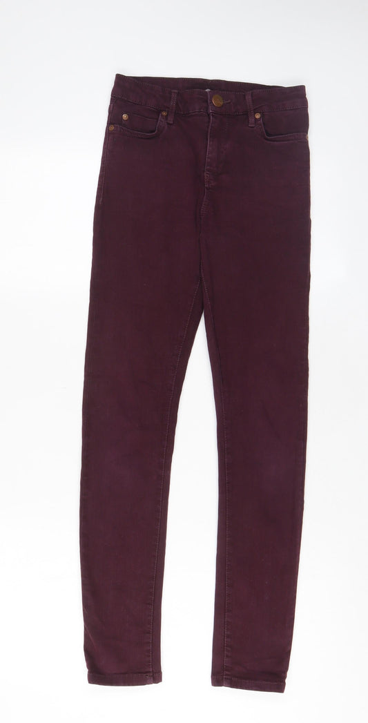 Topshop Womens Red Cotton Skinny Jeans Size 25 in L32 in Regular Zip - Pockets
