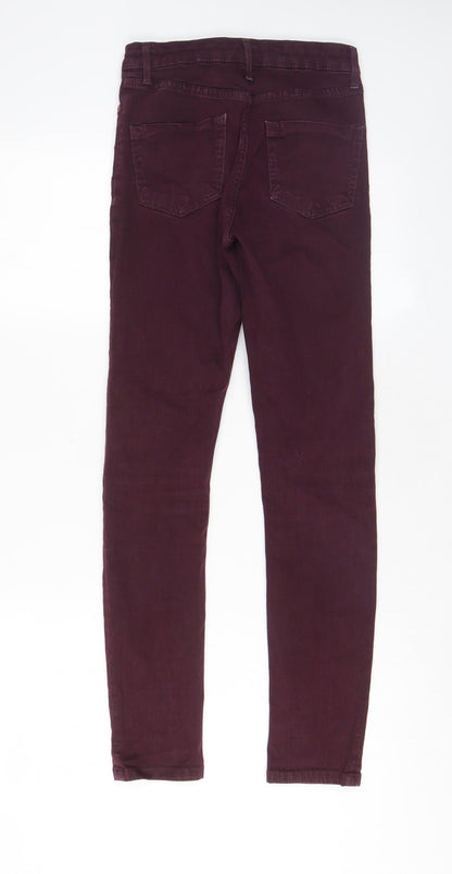 Topshop Womens Red Cotton Skinny Jeans Size 25 in L32 in Regular Zip - Pockets