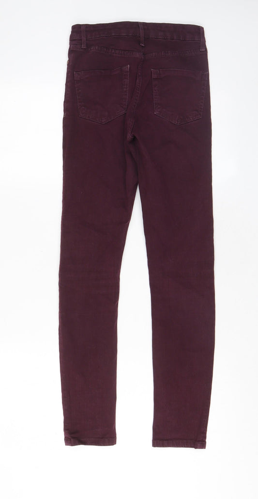Topshop Womens Red Cotton Skinny Jeans Size 25 in L32 in Regular Zip - Pockets