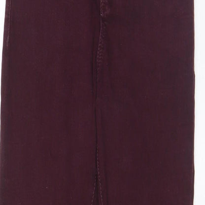 Topshop Womens Red Cotton Skinny Jeans Size 25 in L32 in Regular Zip - Pockets