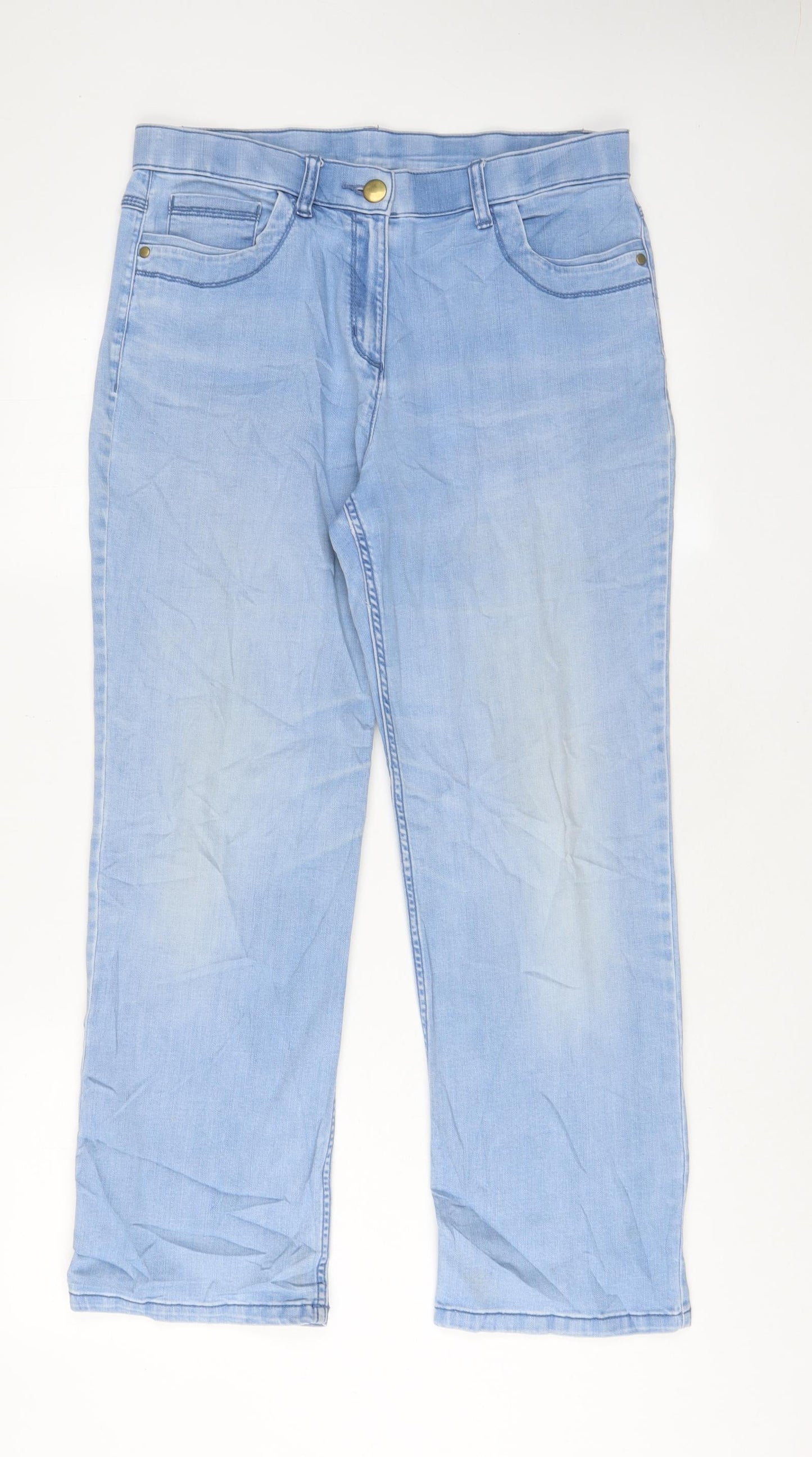 Classic Womens Blue Cotton Straight Jeans Size 32 in L28 in Regular Zip - Pockets