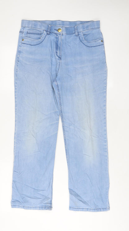 Classic Womens Blue Cotton Straight Jeans Size 32 in L28 in Regular Zip - Pockets
