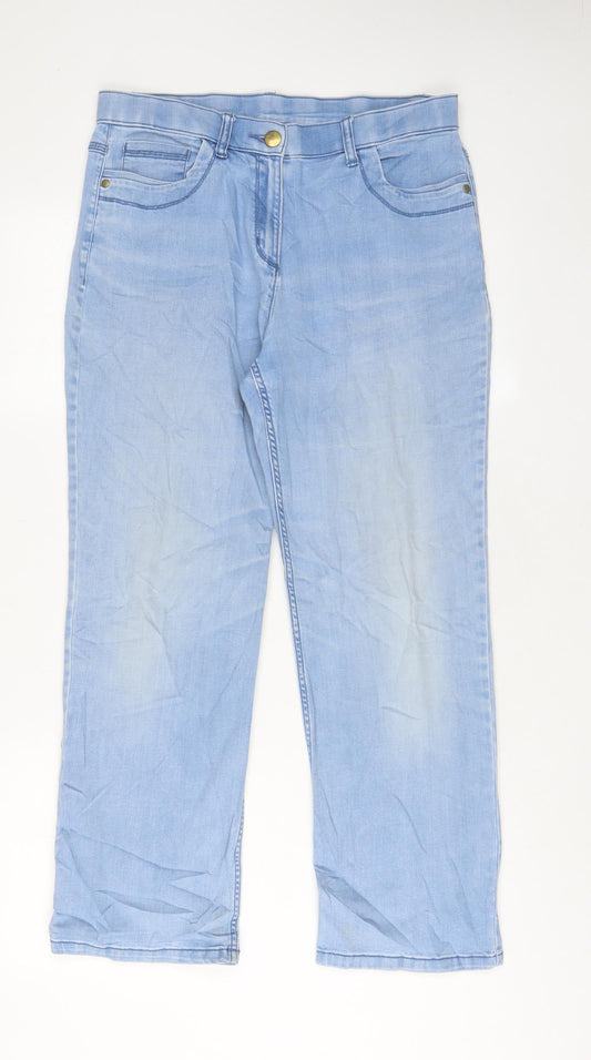 Classic Womens Blue Cotton Straight Jeans Size 32 in L28 in Regular Zip - Pockets