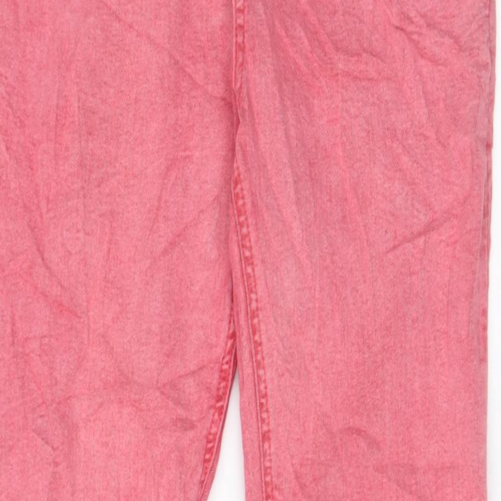 Miss Selfridge Womens Pink Cotton Skinny Jeans Size 12 L29 in Regular Zip - Pockets