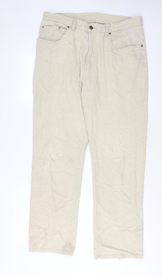 Mens UK Size 34 in Nico Regular Fit Straight Beige Jeans