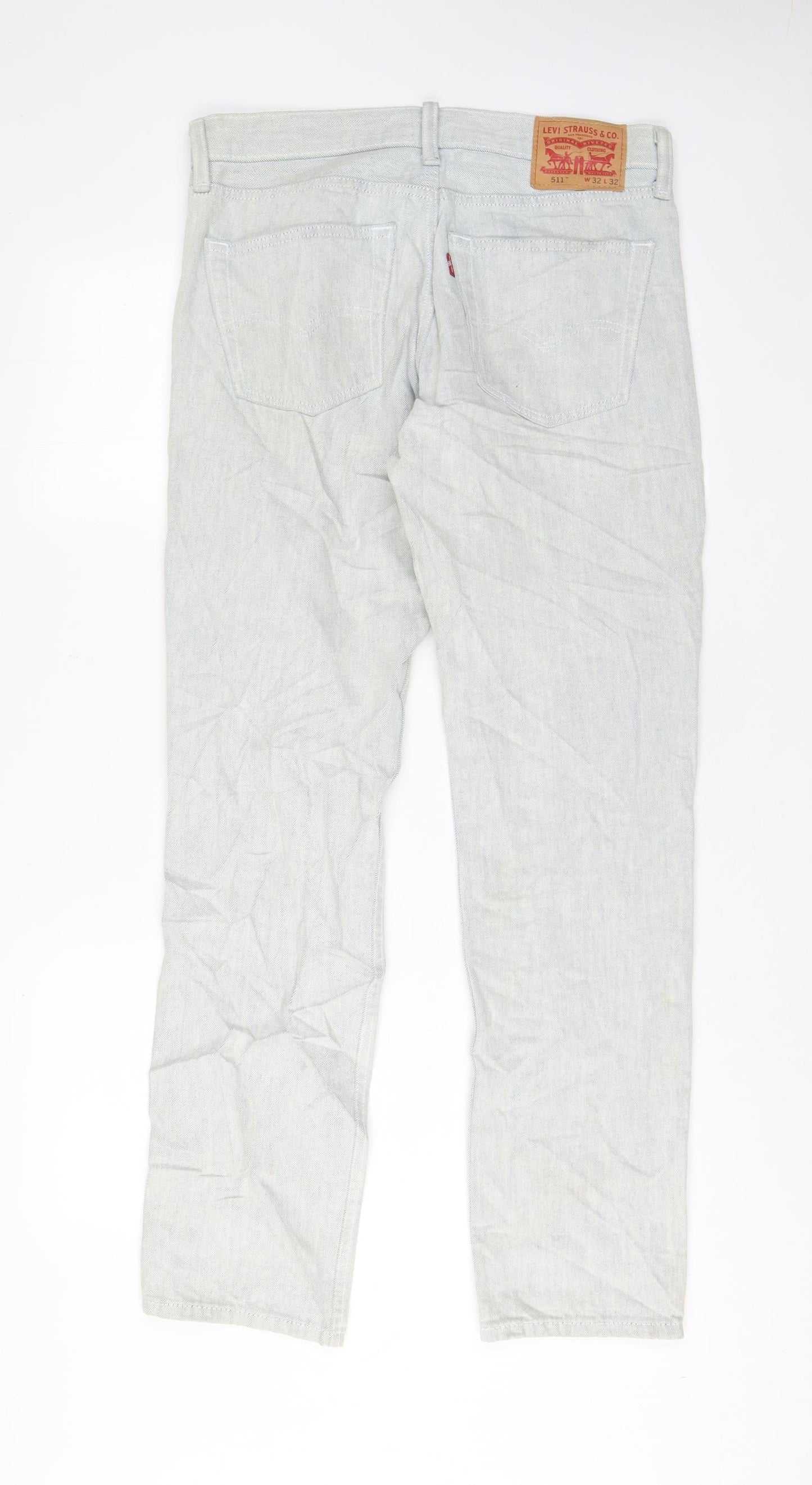 Levi's Mens Grey Cotton Straight Jeans Size 32 in L32 in Regular Zip - Pockets