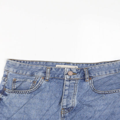 ASOS Womens Blue Cotton A-Line Skirt Size 10 Zip - Pockets