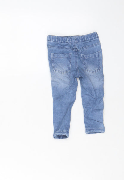 Denim & Co. Girls Blue Cotton Capri Jeans Size 6-9 Months Pullover