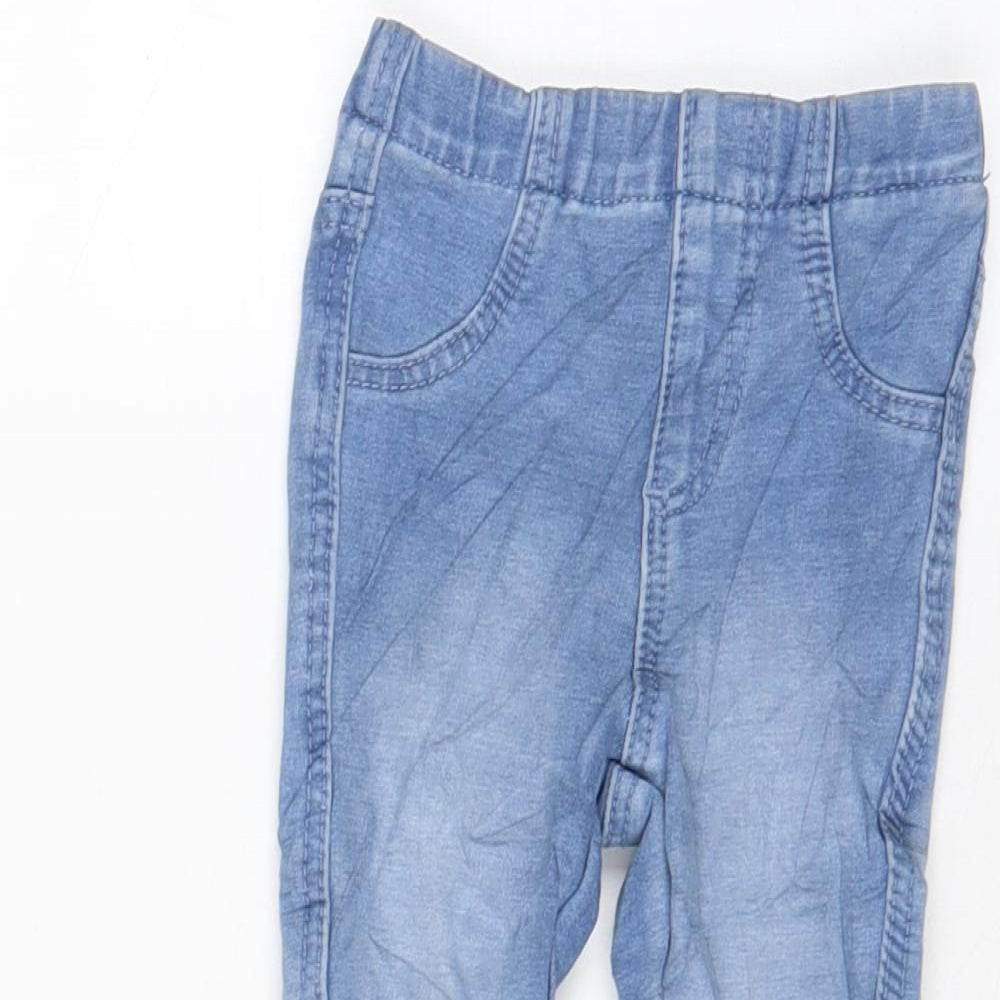 Denim & Co. Girls Blue Cotton Capri Jeans Size 6-9 Months Pullover