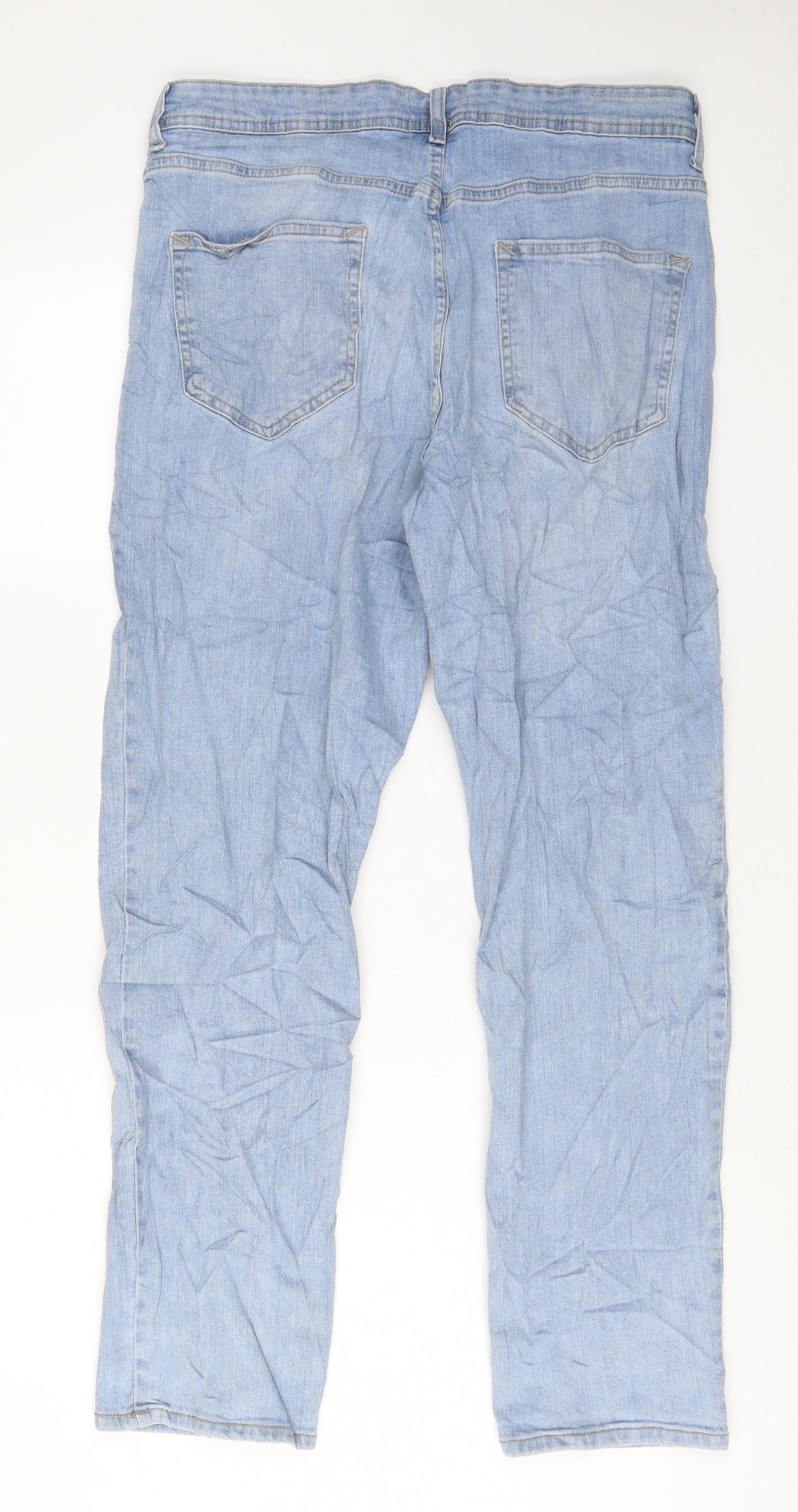 Denim & Co. Mens Blue Cotton Straight Jeans Size 34 in L30 in Regular Button - Pockets