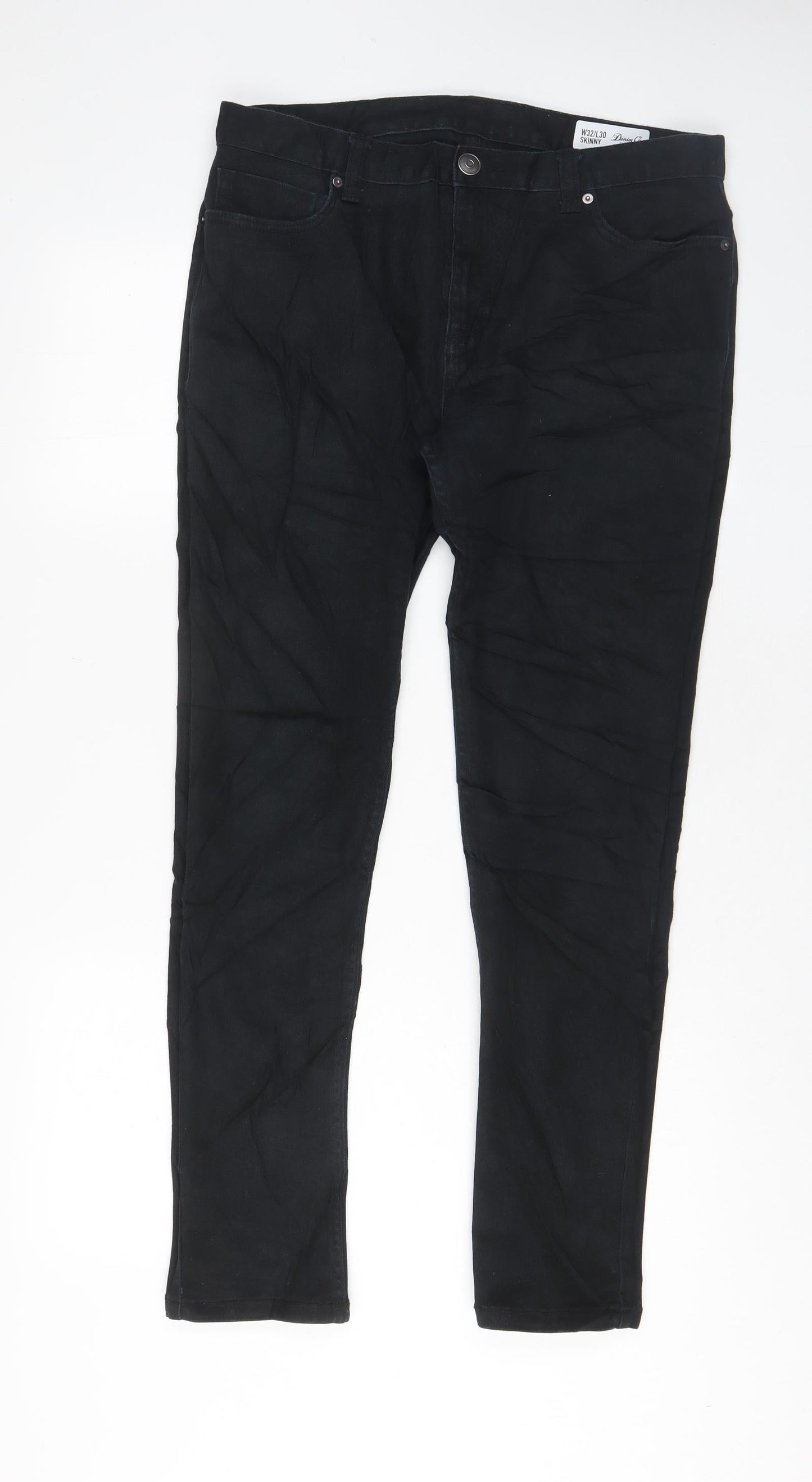 Denim & Co. Mens Black Cotton Skinny Jeans Size 32 in L30 in Regular Zip - Pockets