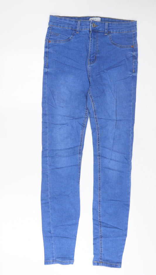 Denim & Co. Womens Blue Cotton Skinny Jeans Size 12 L30 in Regular Zip - Pockets