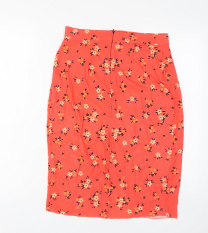 PRETTYLITTLETHING Womens Red Floral Polyester Wrap Skirt Size 10 Zip