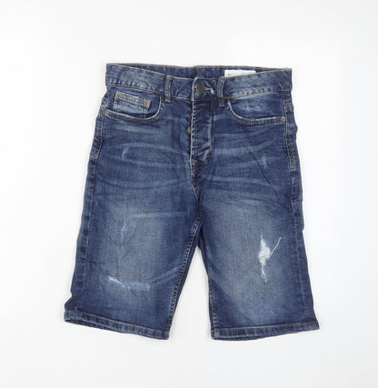 Denim & Co. Mens Blue Cotton Bermuda Shorts Size 28 in L11 in Slim Button - Pockets