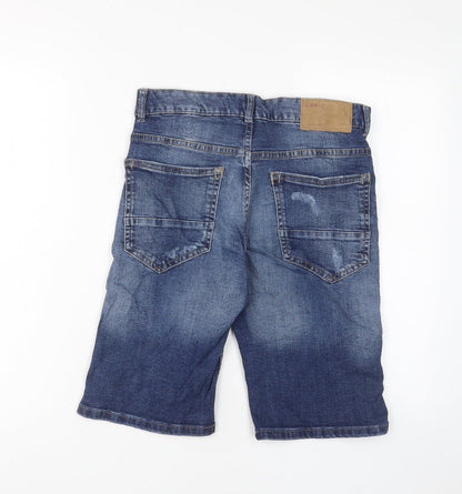 Denim & Co. Mens Blue Cotton Bermuda Shorts Size 28 in L11 in Slim Button - Pockets