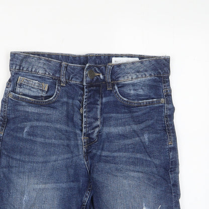 Denim & Co. Mens Blue Cotton Bermuda Shorts Size 28 in L11 in Slim Button - Pockets