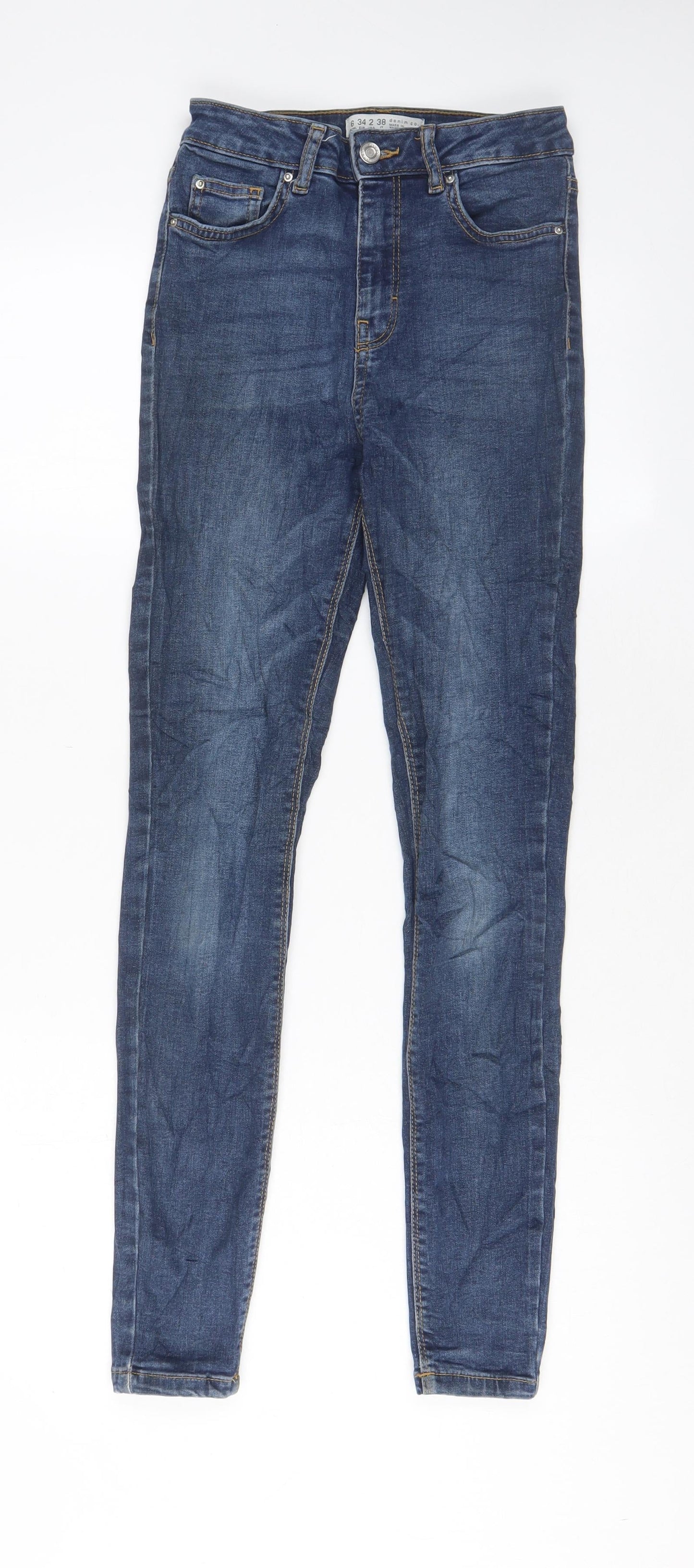 Denim & Co. Womens Blue Cotton Skinny Jeans Size 6 L28 in Regular Zip - Pockets