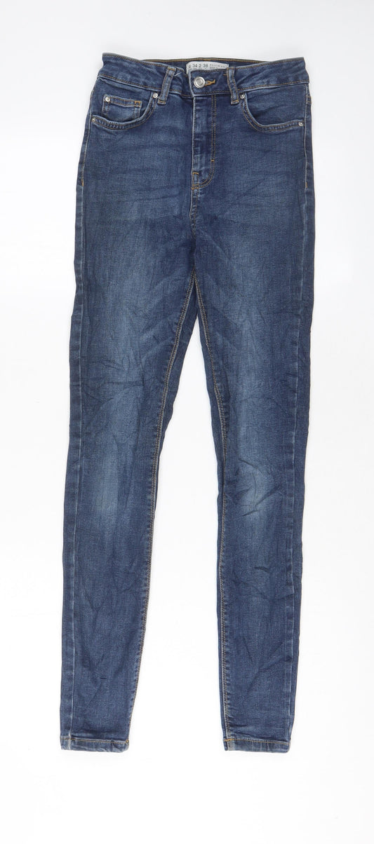 Denim & Co. Womens Blue Cotton Skinny Jeans Size 6 L28 in Regular Zip - Pockets