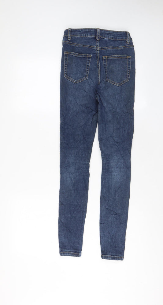 Denim & Co. Womens Blue Cotton Skinny Jeans Size 6 L28 in Regular Zip - Pockets