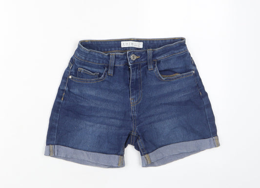 Denim & Co. Womens Blue Cotton Basic Shorts Size 6 L4 in Regular Zip - Pockets