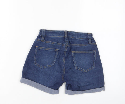 Denim & Co. Womens Blue Cotton Basic Shorts Size 6 L4 in Regular Zip - Pockets