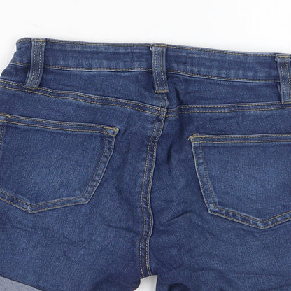 Denim & Co. Womens Blue Cotton Basic Shorts Size 6 L4 in Regular Zip - Pockets
