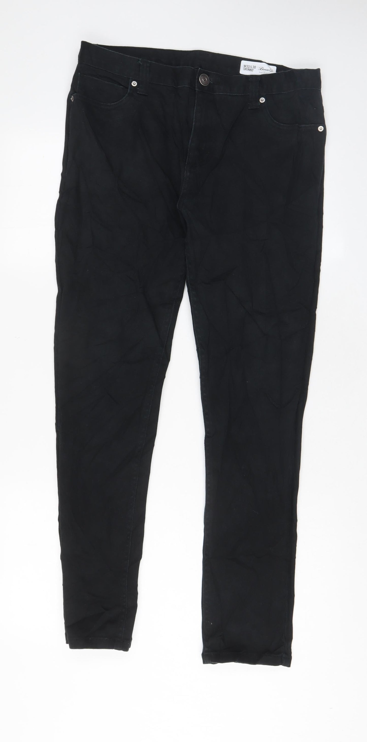 Denim & Co. Mens Black Cotton Skinny Jeans Size 32 in L30 in Regular Zip - Pockets