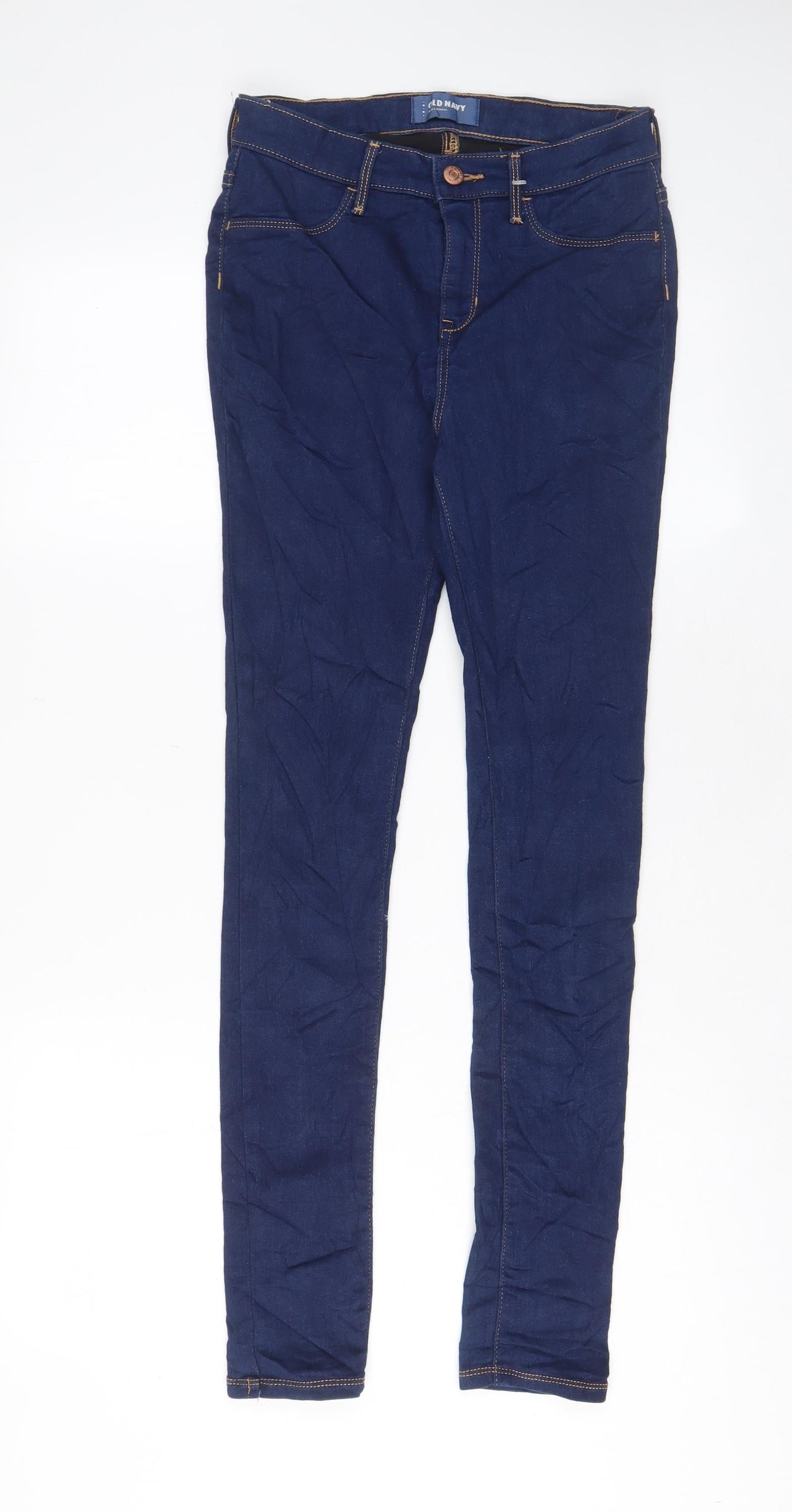 Old Navy Girls Blue Cotton Skinny Jeans Size 16 Years L29 in Regular Zip - Adjustable waist, Pockets