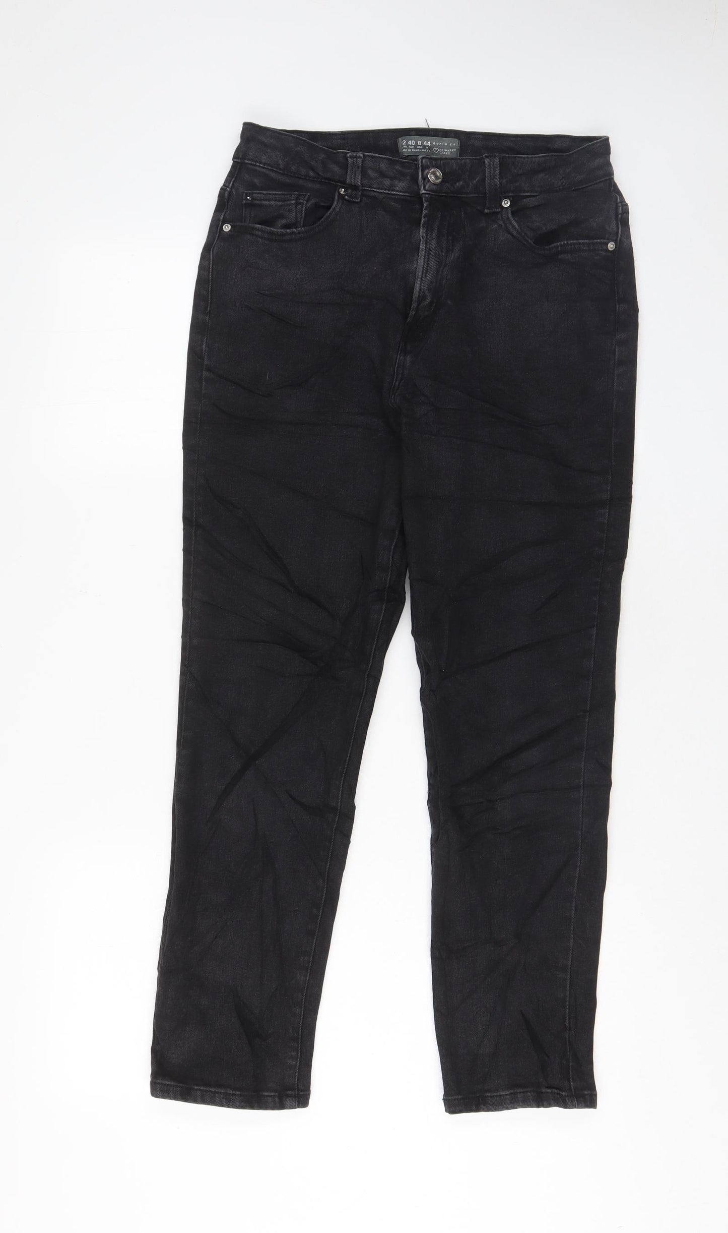 Denim & Co. Womens Black Cotton Straight Jeans Size 12 L27 in Regular Zip - Pockets