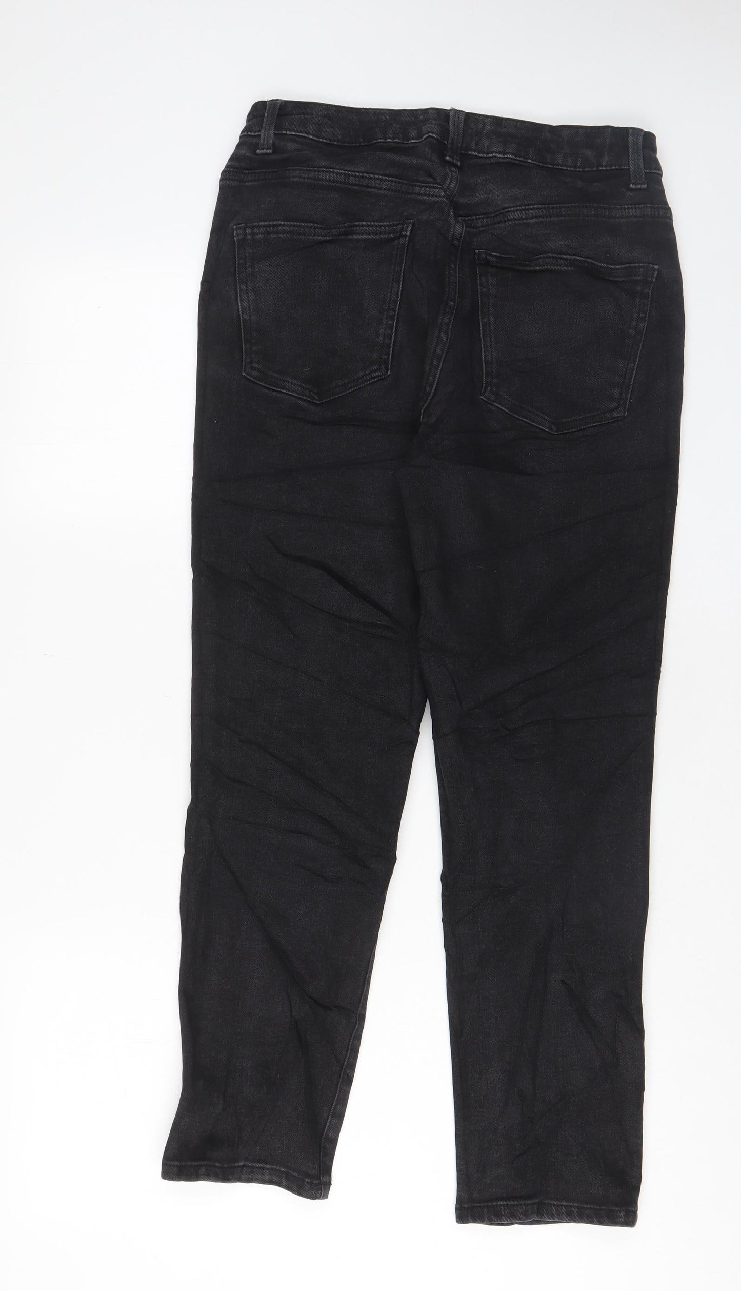 Denim & Co. Womens Black Cotton Straight Jeans Size 12 L27 in Regular Zip - Pockets
