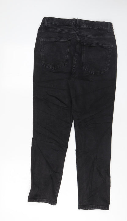 Denim & Co. Womens Black Cotton Straight Jeans Size 12 L27 in Regular Zip - Pockets