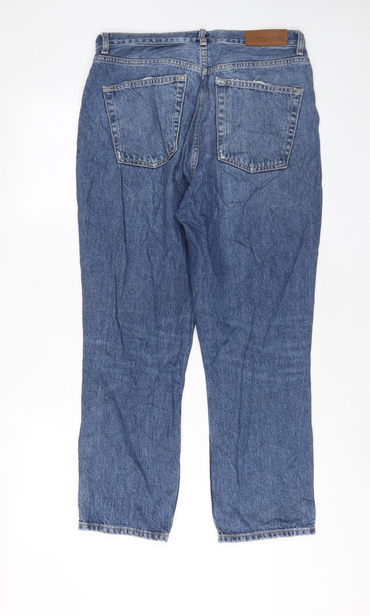 Topshop Womens Blue Cotton Straight Jeans Size 30 L30 in Regular Button - Pockets