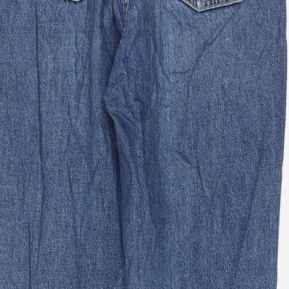 Topshop Womens Blue Cotton Straight Jeans Size 30 L30 in Regular Button - Pockets