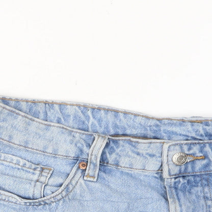 H&M Womens Blue Cotton Basic Shorts Size 10 L4 in Regular Zip - Pockets