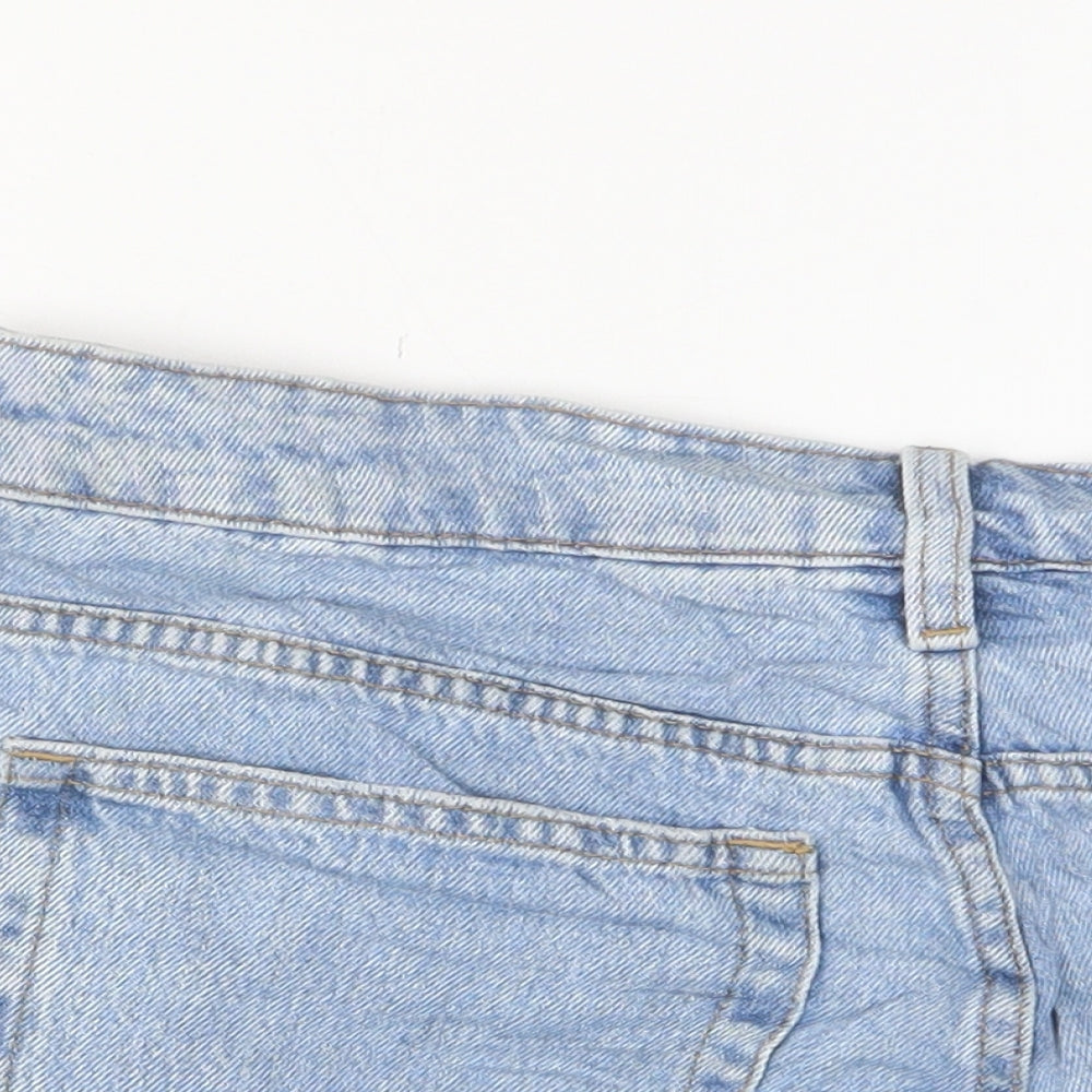 H&M Womens Blue Cotton Basic Shorts Size 10 L4 in Regular Zip - Pockets